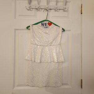 Emerald Sundae, 3, White, Sequin, Mini Dress